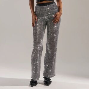 AKIRA LET IT GO RHINESTONE WIDE LEG PANT Size SS